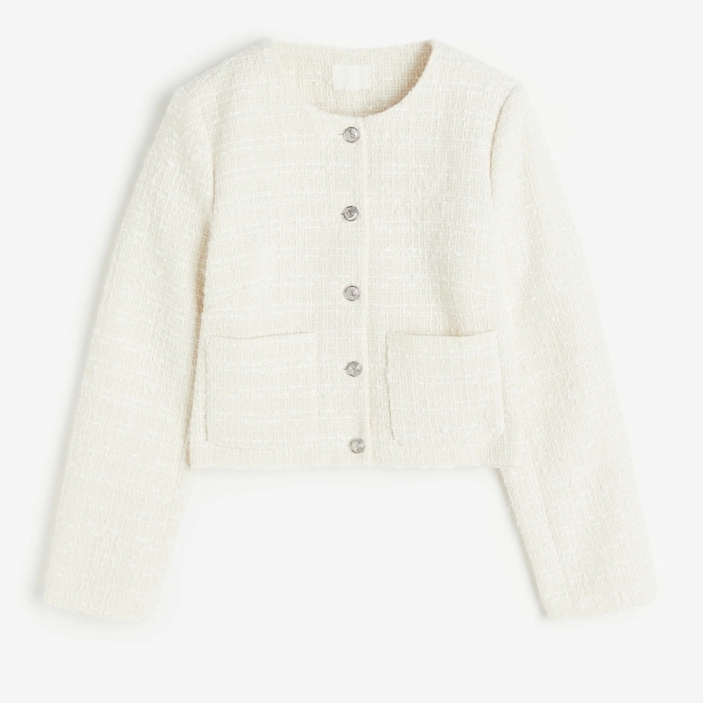 H&M NWOT White Bouclé Jacket